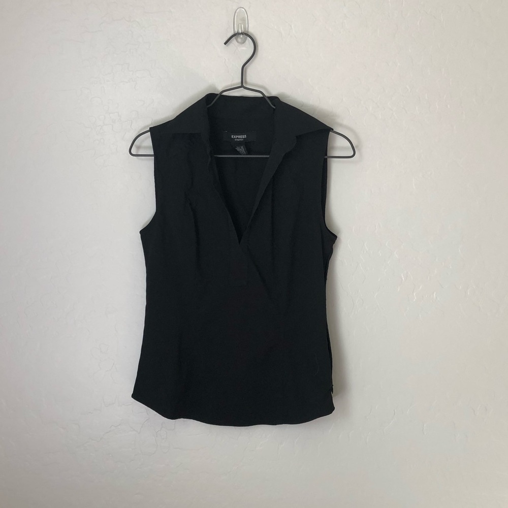 Express Black Stretch Collard Top